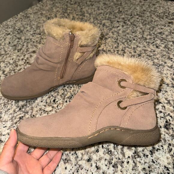 Liz & Co Leather Fur Lined Ankle Boots Women's Size 7 Tan/Brown - Picture 9 of 9